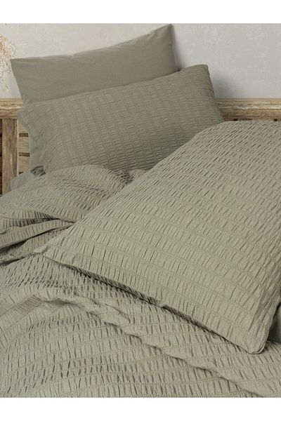Cotton Box Green Liny Series - Σετ Παπλωματοθήκης Διπλό - Μοντέρνο Τυλιγμένο Σχέδιο