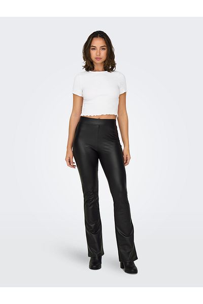 ONLY High Waist Elastic Faux Leather Covering - ONLCOOL JRS Flared Trousers