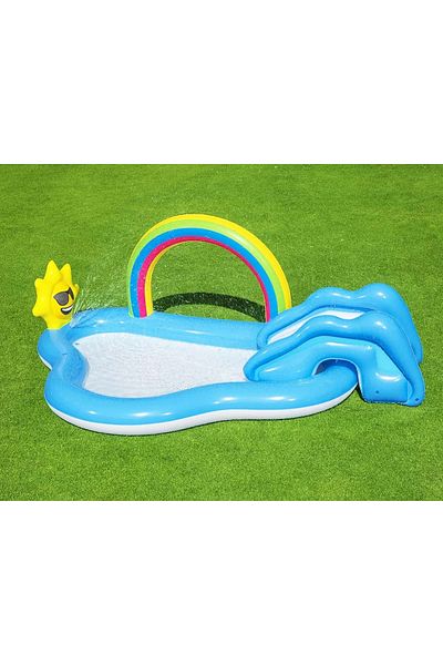 BYCEGU 53092 Rainbow Fountain with Slide the Fun of Summer Days Children's Water Pool Play Pool