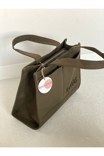 BAGLOVİS Large Shoulder Embroidered Canvas Bag