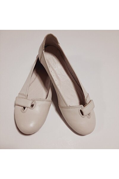 KAPAR Μπεζ χρώμα 100% γνήσιο δέρμα Velcro Daily Ballerinas