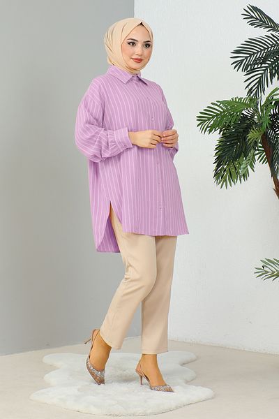 MODAQU Lilac Striped Casual Shirt
