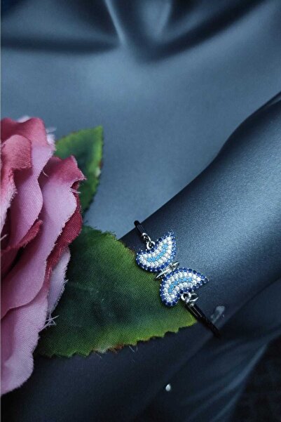 SherDesing Blue Butterfly Zircon Stone Adjustable Elevator String Bracelet