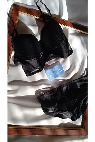 MAİZEN Set sutien căptușit transparent din catifea