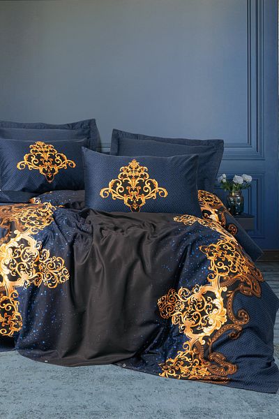 Cotton Box Palace Satin - Σετ Παπλωματοθήκη Διπλό Navy Blue