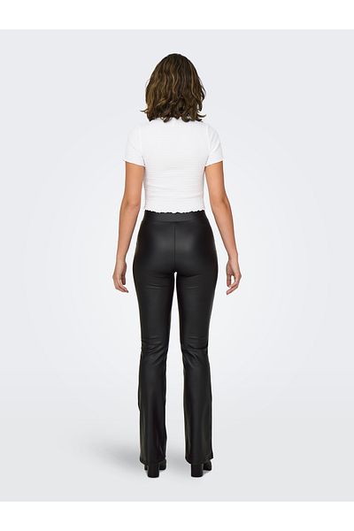 ONLY High Waist Elastic Faux Leather Covering - ONLCOOL JRS Flared Trousers