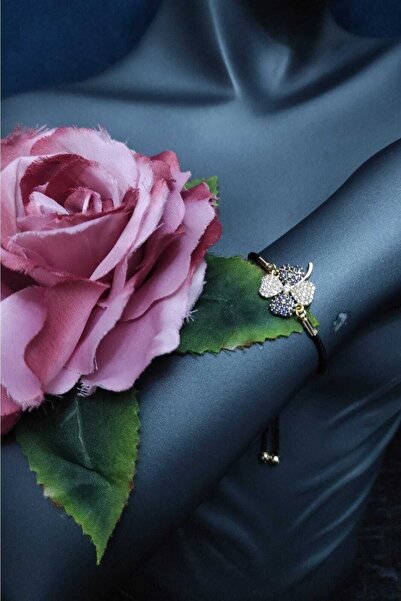 SherDesing Sarı-mavi Dört Kalp Zirkon Taş Ayarlabilir Asansör Ipli Bileklik