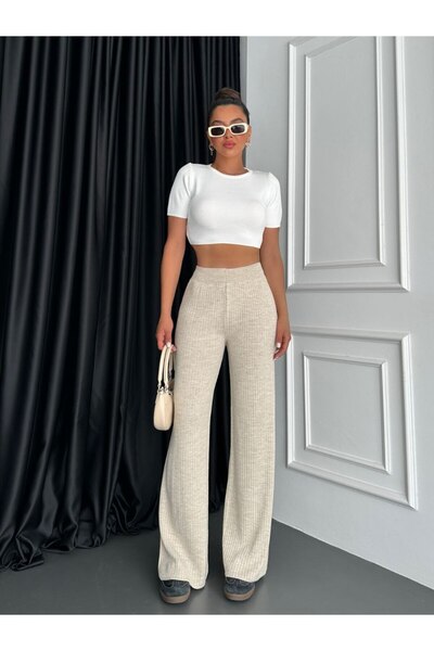 Gallogi Corded Knitwear Trousers - Elastic Waist
