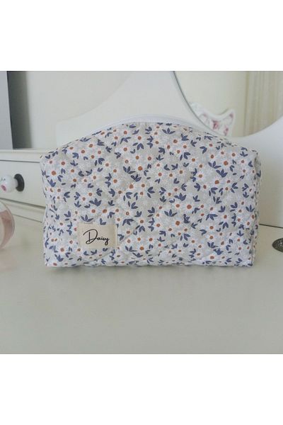 Daisy Large Size White Daisy Makeup Bag