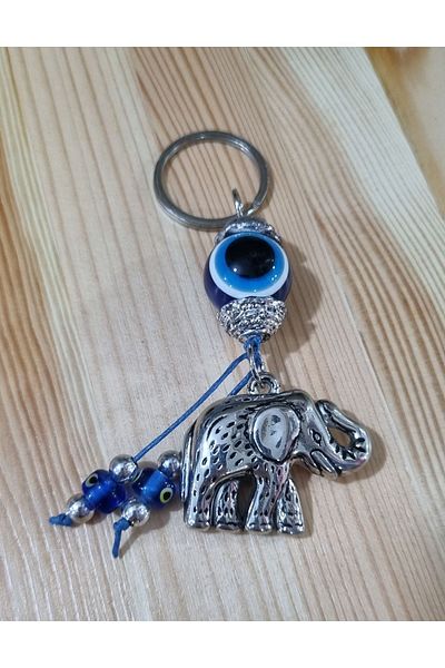 erdoğan hobi Elephant Keychain Charm Elephant Figured Ornament Car Ornament Bag Ornament Evil Eye Beaded Gift Keychain