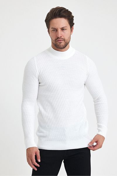 Tarz Cool men's Patterned Cotton knitwear Sweater - Half Turtleneck, Standard Fit