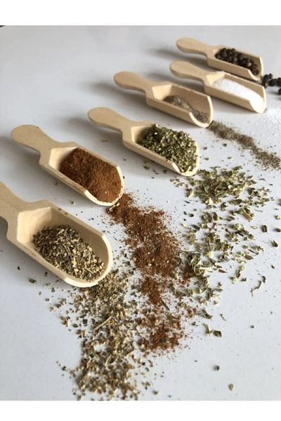 ŞAKİLATA CONCEPT 6 Pieces Mini Wooden Shovel Spice Spoons - 6-Piece Shovel Spice Set