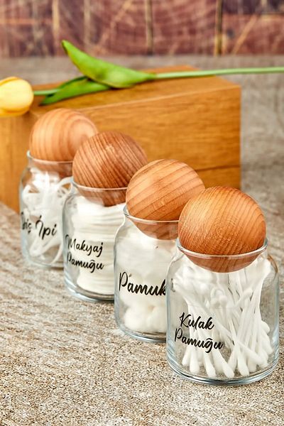 ŞAKİLATA CONCEPT 4 Συσκευασίες Γυάλινα Αυτιά και Μακιγιάζ Βαμβάκι - Μπάλα Κάλυμμα 300 ml με Ετικέτα