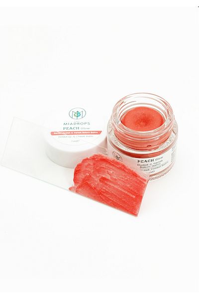 The Miadrops Peach Glow Colored Lip & Cheek Care Balm - Cream Lipstick Blush Shadow 7ml