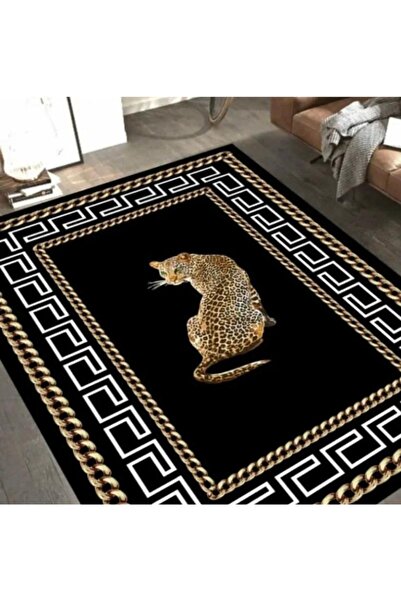 MAMKO Leopar Desenli Makinede Yıkanabilir Dot Taban Salon Halısı Mutfak Halıs...