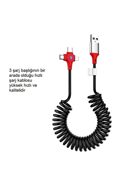 YENİTECH -araç Içi Telefon Şarj Kablosu Uzayabilen Kaliteli Hızlı Şarj Araba ...