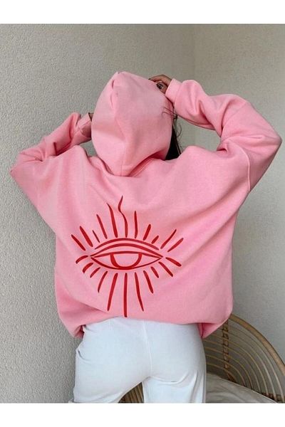 MOONBULL Φούτερ Unisex Oversize με κουκούλα - Eye Printed