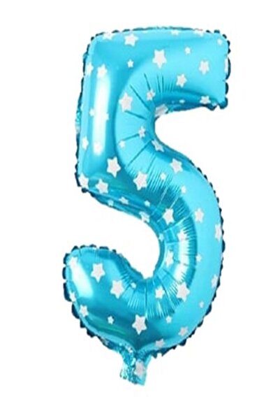 BEST PARTİ DOĞUM GÜNÜ PARTİ SÜSLERİ بالون فويل أزرق منقط 36 سم - العمر 5