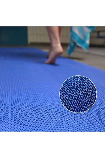 Blue Home New Banyo Duş Havuz Zincir Mat Paspas Kaydırmaz Pvc Paspas / Mavi / Ebat: 90 Cm.