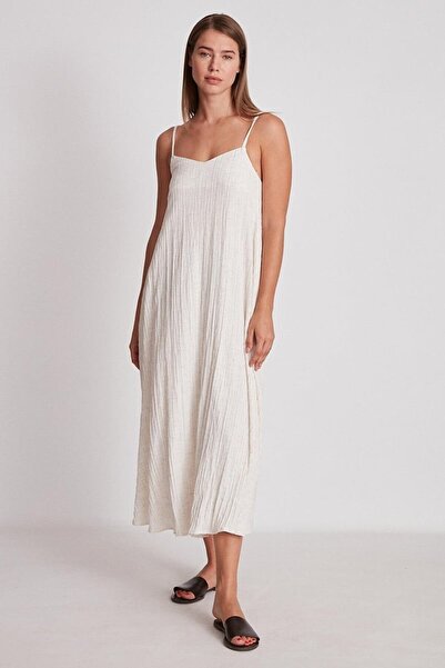 lady special Φόρεμα με λουράκι από ύφασμα Seersucker με επένδυση