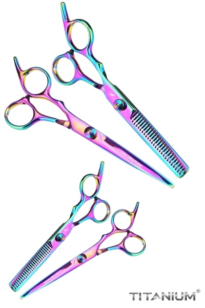 xolo Deri Çantalı 6 Parça Rainbow Saç Sakal Makas Tıraş Seti Düz Ara Tarak Makas Kuaför Berber XLQ501SET