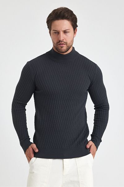 Tarz Cool men's Patterned Cotton knitwear Sweater - Half Turtleneck, Standard Fit