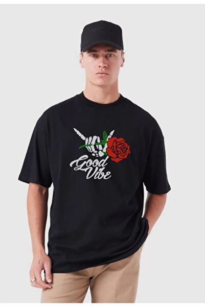 Pink Sky Чоловіча футболка Oversize - з принтом Good Vibe