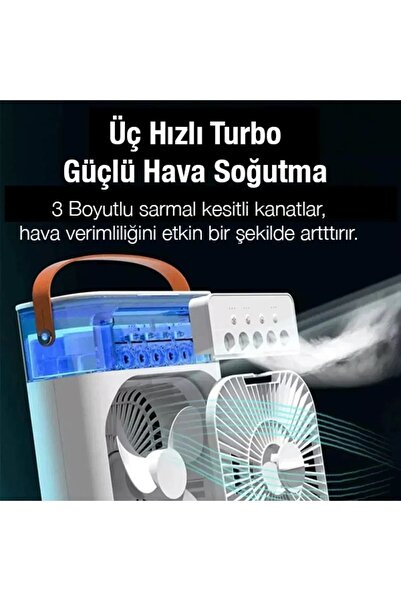 Kitchen Time 600 Ml Ulrasonik Vantilatör Nemlendirici Fan Pervane Buhar Makinesi Ve Buzlu Klima Rgb