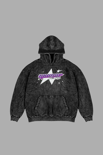 Sekizbiraltı Πλυμένο μαύρο Y2k Gengar Back Printed Oversize Unisex Hoodie
