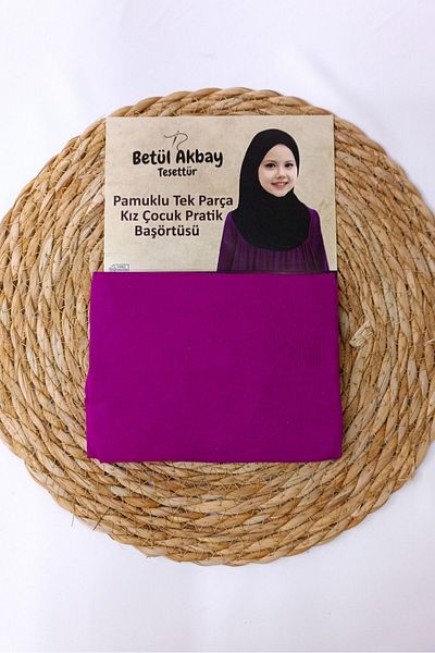 Betül Akbay Girl's Practical Headscarf Cotton Virgin Mary Model Plum