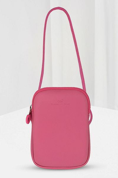 Frank Martin Pink Venice Original Phone Holder Shoulder Bag - Cross Adjustable Strap and Zipper Detail