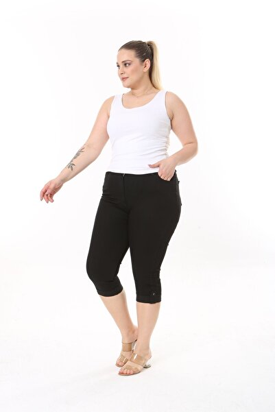 EYLÜL BUTİK Kadın Büyük Beden Duble Paça Kapri