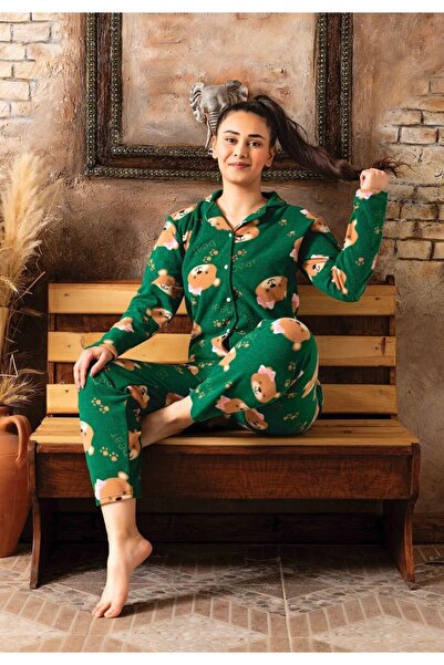 CALİA Γυναικεία μακρυμάνικη φλις βελούδινη χειμωνιάτικη ζεστή πιτζάμες με κουμπιά