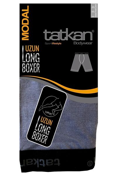 MYS GRUP TEKSTİL Ανδρικό μαύρο Navy Blue Smoked Modal Combed Cotton Boxer Short - Ποικιλία 6 τεμαχίων (LONG) / TATKAN