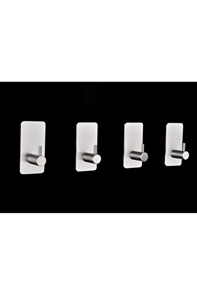 DELTAHOME Paslanmaz Çelik 4 Adet Bornoz Askısı Kendinden Yapışkanlı Havluluk -inox- Anında Montaj