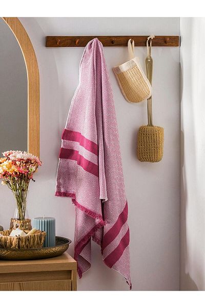LC Waikiki Κόκκινη ριγέ πετσέτα LCW ECO