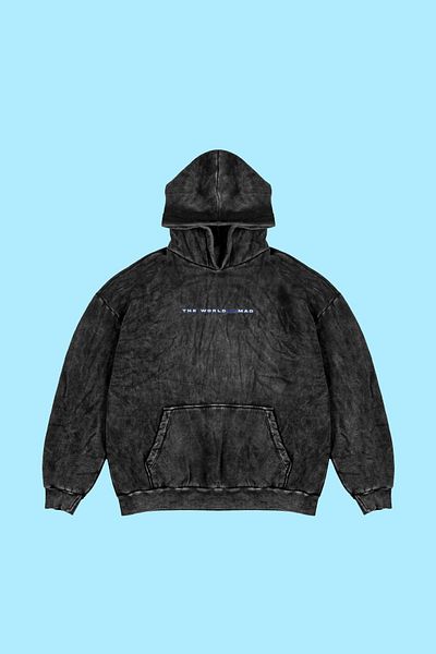 Sekizbiraltı Ξεπλυμένη μαύρη κουκούλα με στάμπα Unisex Oversize