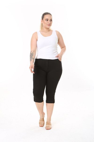 EYLÜL BUTİK Women's Large Size Double Leg Capri