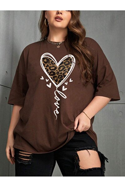 MODAVİBE Γυναικεία μπλουζάκια μεγάλου μεγέθους - Μπλουζάκι με στάμπα λεοπάρ, ...