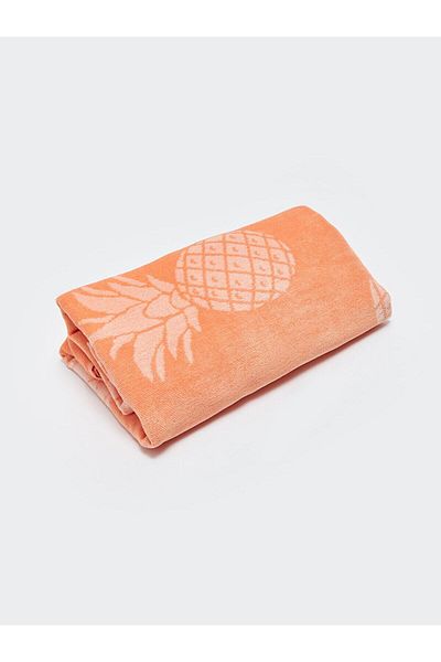 LC Waikiki LCW ACCESSORIES - Γυναικεία πετσέτα θαλάσσης με πορτοκαλί στάμπα 70x150 cm
