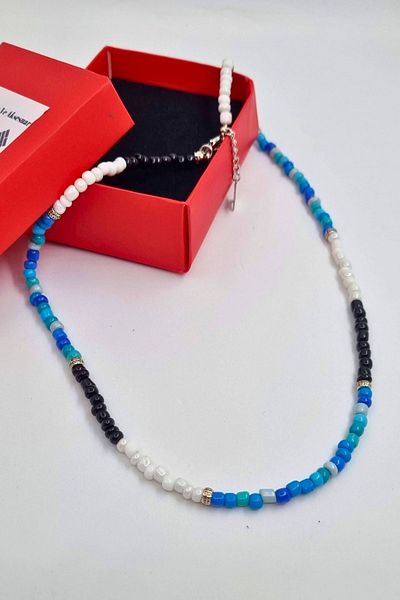 KRIMO Kpop Txt Huening Kai Blue Beaded Necklace