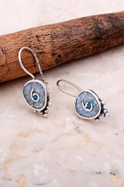 Sümer Telkari Antik Mozaik Işlemeli Sedef Taşlı Gümüş Küpe 6068