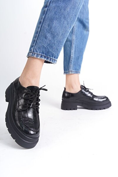 Shoesers Дамски ежедневни мокасини с дебела подметка и мокасини с връзки