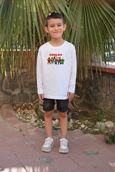 Raf Coll Μακρυμάνικο πλεκτό μπλουζάκι για κορίτσι/αγόρι Roblox μπροστινό ψηφι...