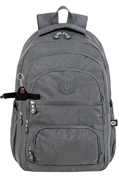 Çantaland Σακίδιο πλάτης γυμνασίου και γυμνασίου από ύφασμα Crinkle με πολυτελές δώρο μπρελόκ μαϊμού