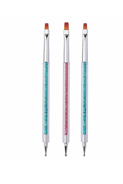 Acarlar Ticaret Fırçalı Oje Ve Jel Sürme Tırnak Süsleme Desen Seti Dot Kalemi 3'lütırnak Boyama Nail Art