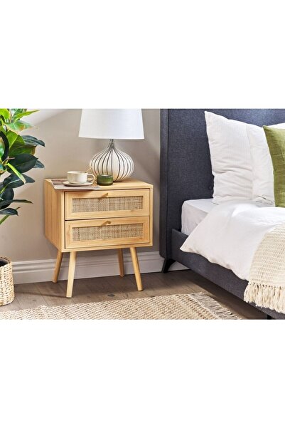 Onouqo Sapphire Komodin Hasır Komodin Rattan Jüt Kumaş