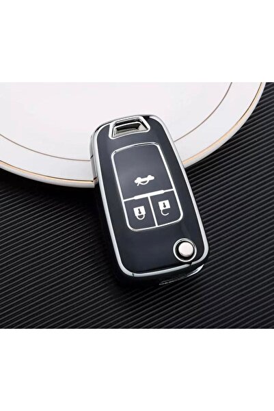 AYZ GARAGE حافظة مفاتيح شيفروليه أوبل مصنوعة من مادة TPU باللون الأسود (3 مفا...