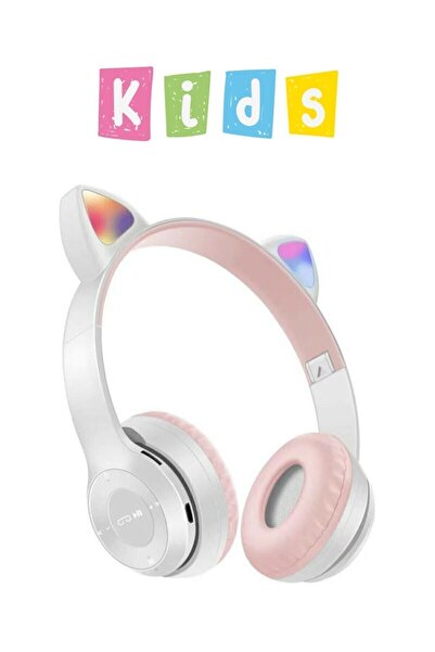 Noriyen Çocuk Için Kedi Kulaklı Işıklı Mikrofonlu Kablosuz Bluetooth Kedili Ç...