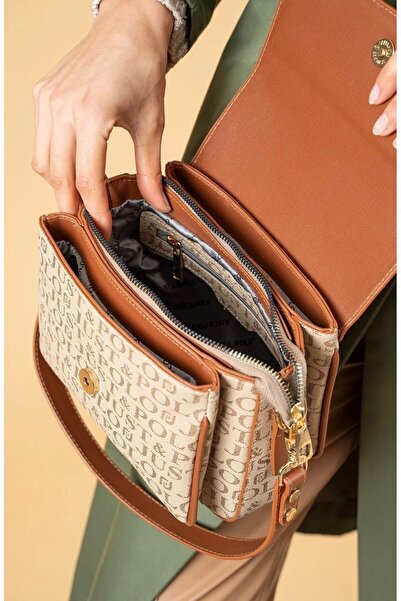 Just Polo Sand Tan 2 Compartment Shoulder Bag Monogram 2197mh